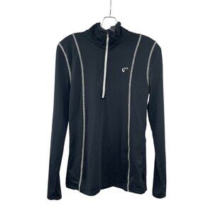 Athletic DNA Womens Active Pullover 1/4 Zip Black/White Size Small